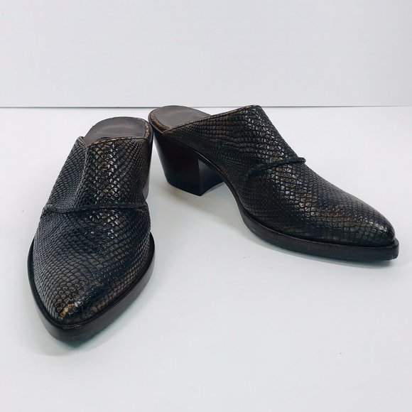 Salphy Dark Brown Dallas Alligator Hand Crafted Heeled Mule - Picture 3 of 10